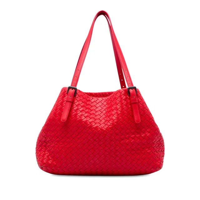 Red Bottega Veneta Medium Nappa Intrecciato Cesta Tote in Red Nappa leather from Designer Revival
