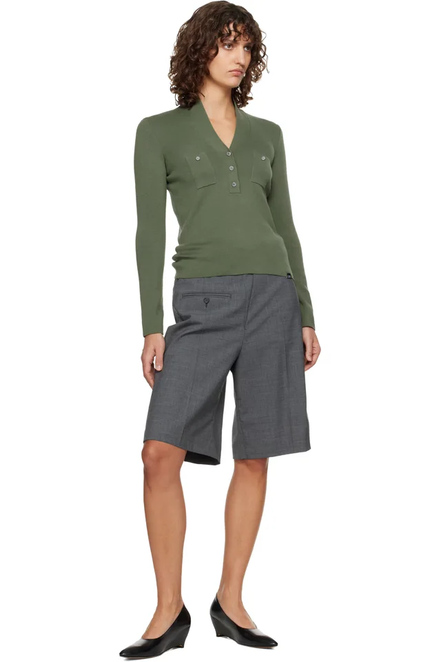 MM6 Maison Margiela Khaki Cotton Sweater, photo 4 of 4 from SSENSE