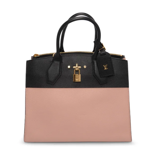 Louis Vuitton Taurillon City Steamer MM Bag in Bi-Colour from Blue Spinach