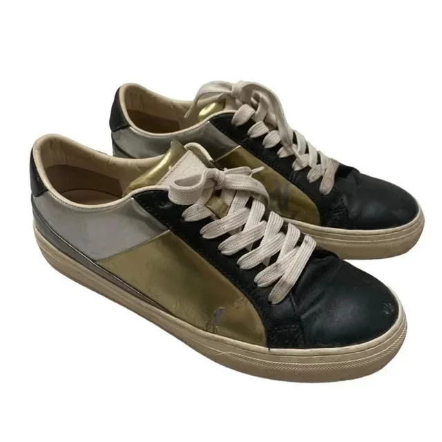 Tod's Silver Gold Black Metallic Patent Leather Sneaker 39.5 in silver|black|gold|gray Patent leather from Poshmark, photo 1 of 1