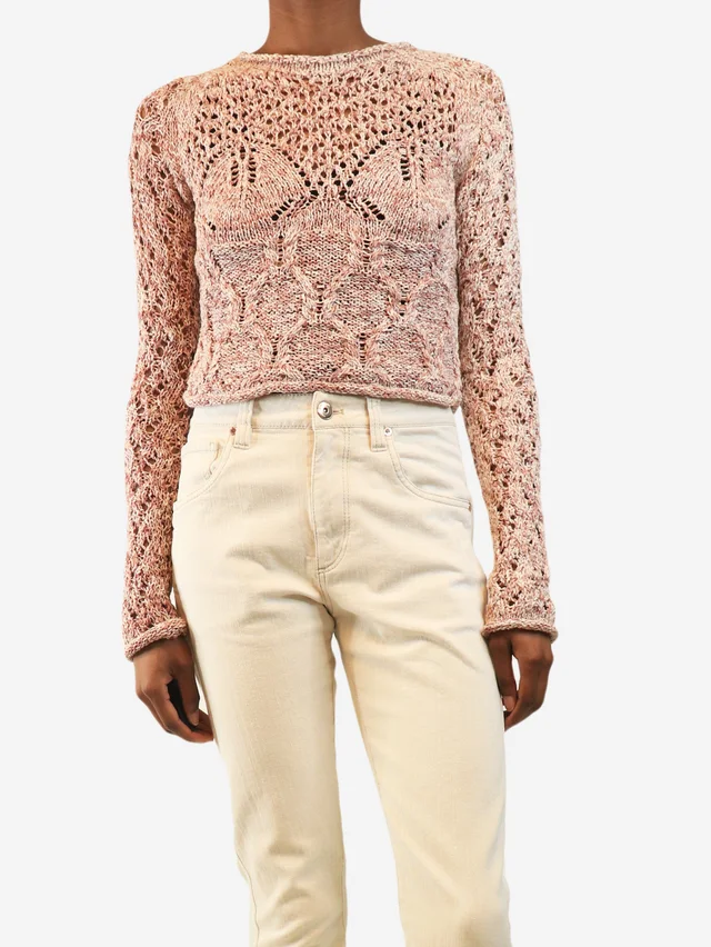 Acne Studios Pink loose-knit cropped jumper - size XS in Pink Nylon from Sign of the Times