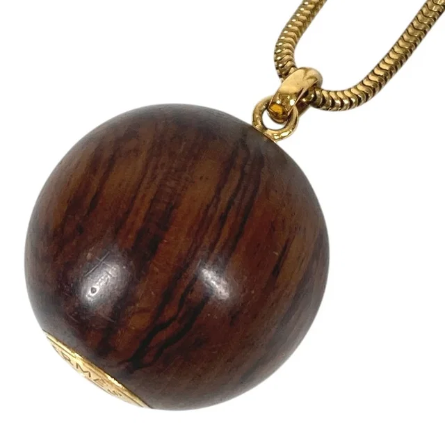 Hermès Necklace Series Logo Wood Ball Brown in Brown from The Reluxe