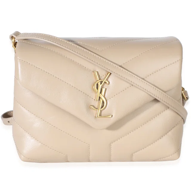 Saint Laurent Beige Calfskin Y Quilted Monogram Toy Loulou in Beige Calfskin from myGemma