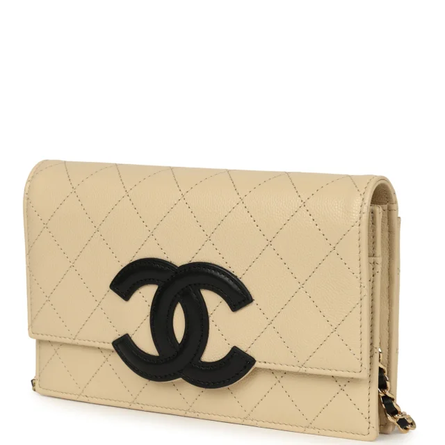 Chanel "Neo Filigree" Wallet on Chain WOC Beige, Black Grained Calfskin Gold Hardware in Black Caviar leather from Madison Avenue Couture, photo 5 of 9