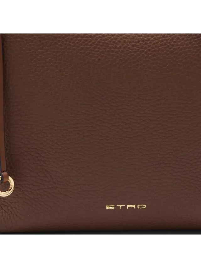 Etro embossed-logo pebbled leather shoulder bag, photo 4 of 5 from SENSER