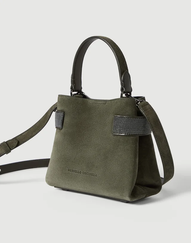 Brunello Cucinelli Essence small top-handle bag in suede with precious bands, photo 3 of 5 from SENSER