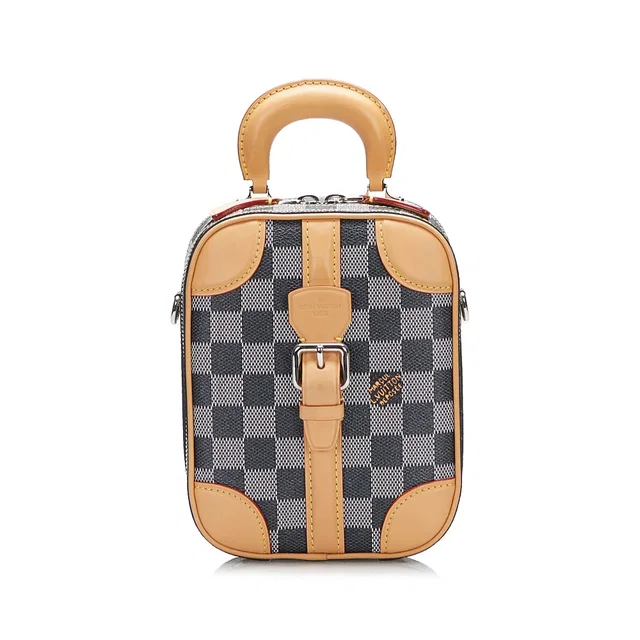 Gray Louis Vuitton Damier Colors Valisette Verticale Satchel in Grey Canvas from Designer Revival