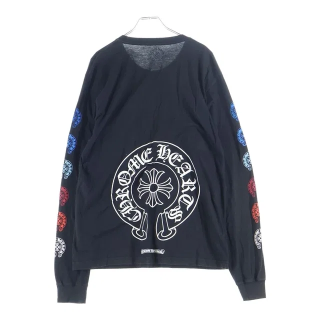 Chrome Hearts CH Long Sleeve 1 Multi Horseshoe Back Print T-Shirt Black in Black from The Reluxe
