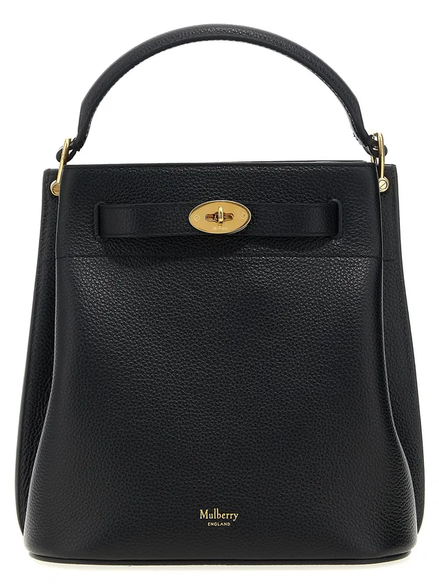 Mulberry Pebbled Leather Bucket Bag — Black in Black Leather from HEWI