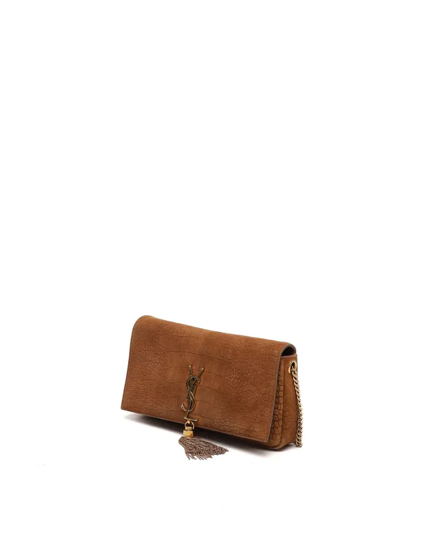 Saint Laurent Crocodile-Embossed Suede Kate Shoulder Bag in Suede from A Retro Tale, photo 2 of 11