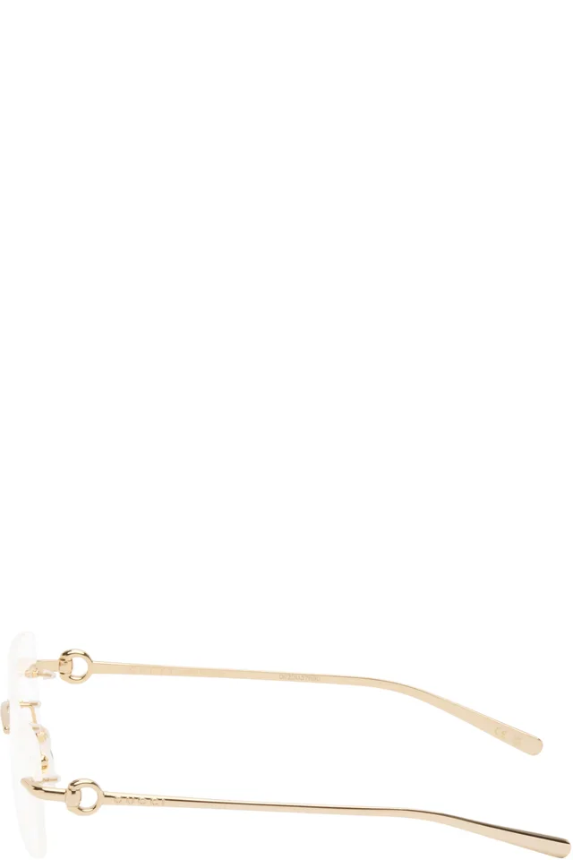 Gucci Gold Horsebit Top Bar Glasses, photo 3 of 4 from SSENSE
