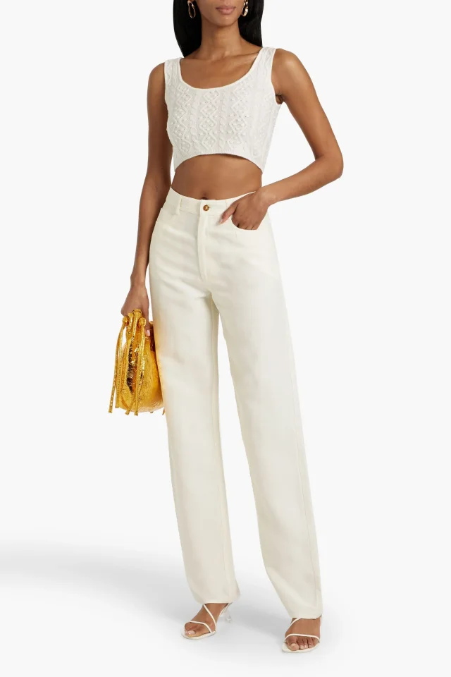 Loulou de Saison Loulou Studio Peran Slub Woven Straight-Leg Pants in Ivory, photo 2 of 4 from THE OUTNET