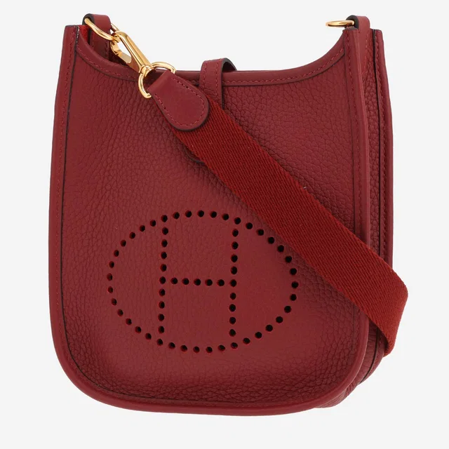 Hermès Evelyne 16 cm shoulder bag in red ‘Clémence Rouge H’ calfskin in Burgundy Clemence leather from Collector Square