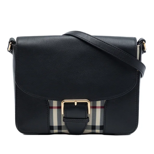 Black Burberry Small Haymarket Check Nylon and Leather Dickens Crossbody in Black Nylon from Designer Revival, photo 1 of 1