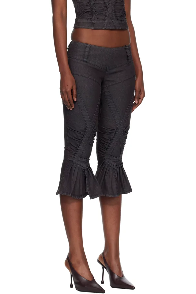 Miss Sixty Black KNWLS Edition Slit Flare Shorts, photo 2 of 4 from SSENSE