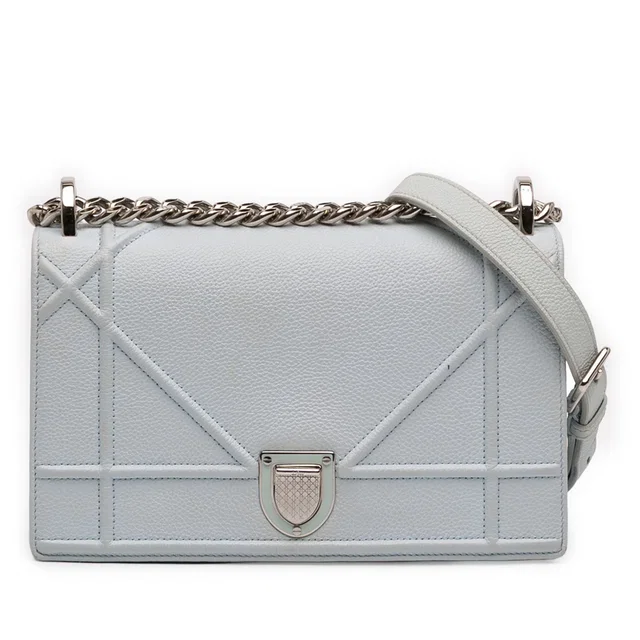Blue Dior Small Grained Calfskin Diorama Flap Crossbody Bag in Blue Caviar leather from Designer Revival