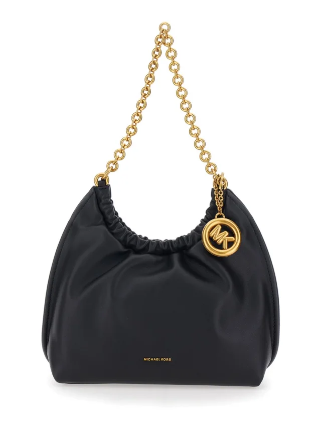 Michael michael kors 'Indie Small' black Shoulder Bag with chain strap and logo plate on the front in leather women in Black 100% Cow from Gaudenzi Boutique, photo 1 of 1