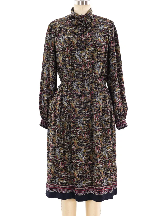Givenchy Garden Printed Silk Shirt Dress in Multicolor Silk from Arcade Vintage