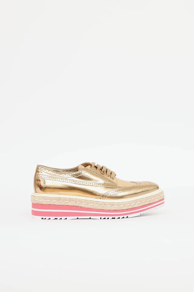 Prada 2011 Platform Brogue Oxford in Leather from VSP Consignment