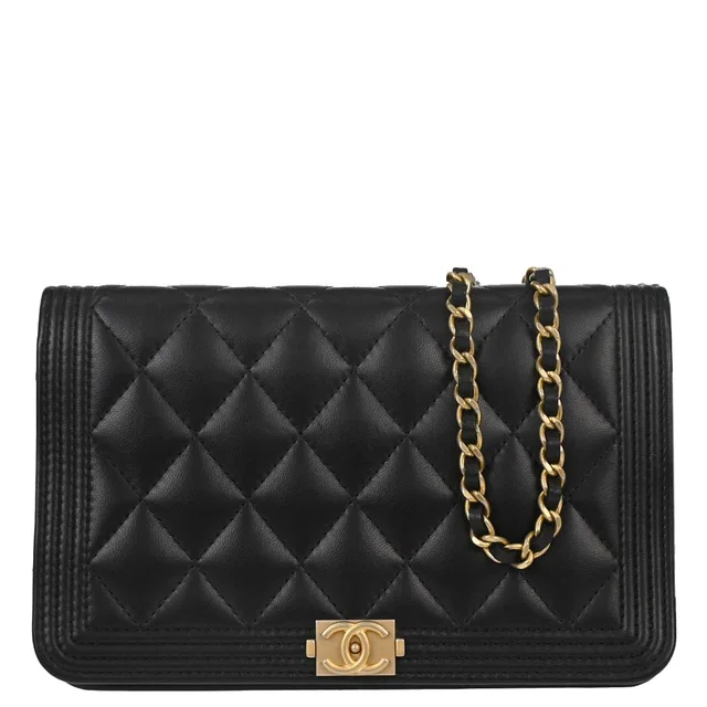 Boy Chanel 2017-2018 Black Lambskin Chain WOC Shoulder Bag in Black Lambskin from AMORE Vintage Tokyo