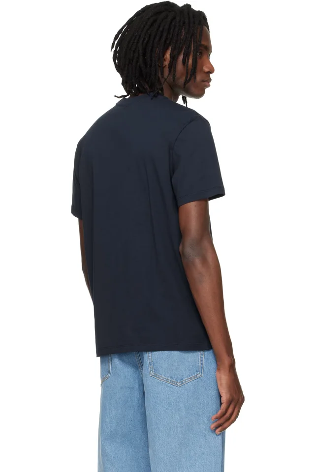 AMI Paris Navy Cotton Red Ami de Coeur T-shirt, photo 3 of 4 from SSENSE