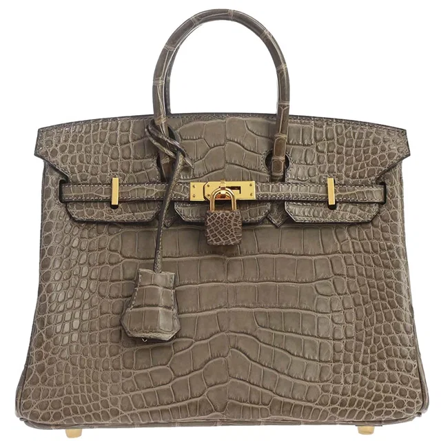 Hermès Origan Matt Alligator Birkin 25 Handbag in Crocodile from AMORE Vintage Tokyo