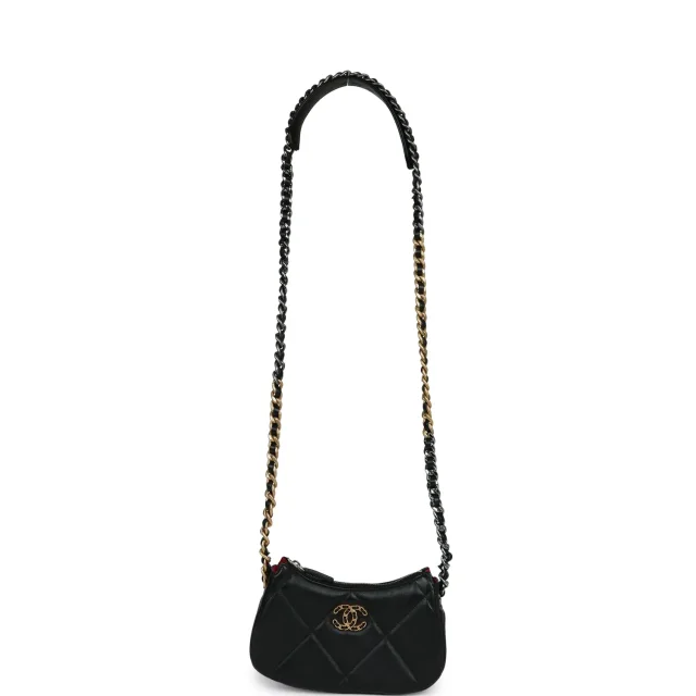 Chanel 19 Hobo Chain Bag Black Calfskin Mixed Metal Hardware in Black Calfskin from Madison Avenue Couture, photo 8 of 10