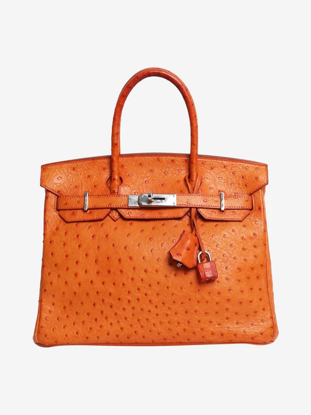 Hermès Orange Birkin 30 bag in Ostrich leather in Orange Ostrich from Sign of the Times