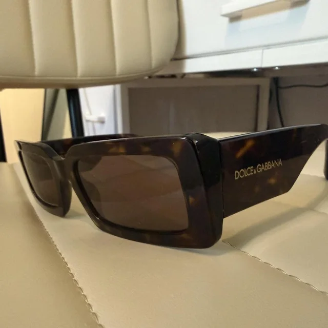 Dolce & Gabbana Women's Square Sunglasses - Brown/Black in black|red|brown from Depop, photo 1 of 1