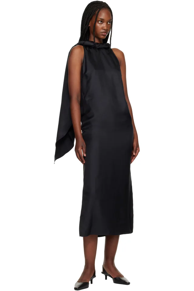 Loulou de Saison Black Susan Twisted Collar Maxi Dress, photo 4 of 4 from SSENSE
