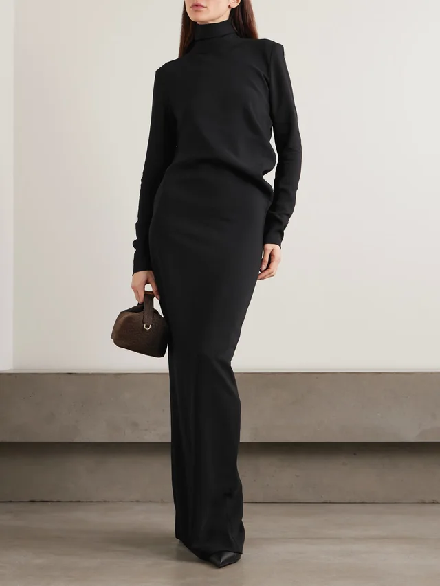 TOTEME Draped jersey turtleneck maxi dress in Black, photo 2 of 2 from NET-A-PORTER (Canada)