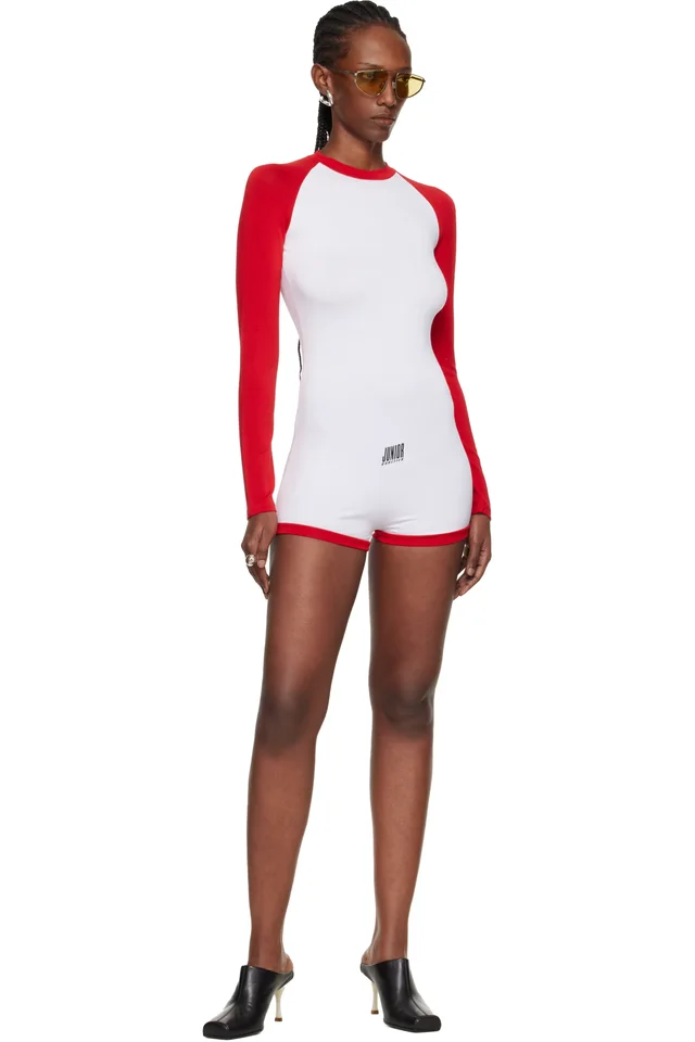 Jean Paul Gaultier White & Red 'The Bicolor Junior Gaultier' Romper, photo 4 of 4 from SSENSE