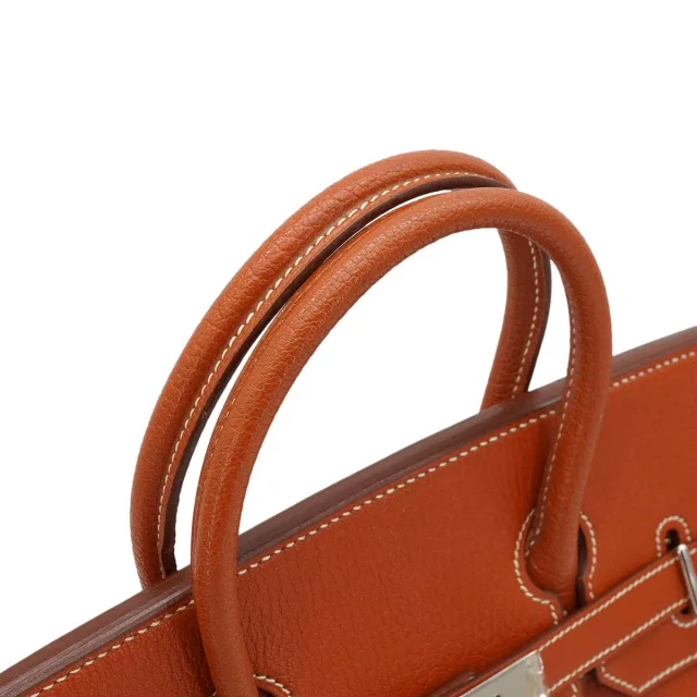Hermès Haut A Courroies 32 Brique Chevre Hand Bag 2006 Square J Palladium Hardware in Goatskin from Luxury Promise, photo 6 of 11
