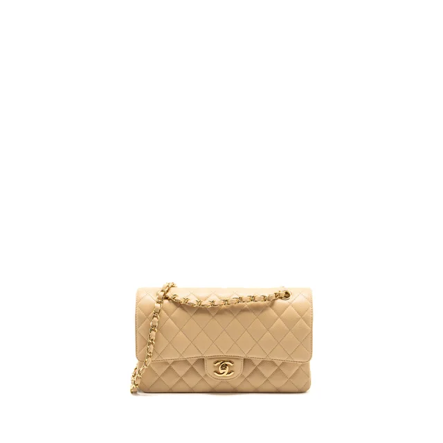 Chanel Medium Classic Double Flap Bag Caviar Beige GHW in Beige Caviar leather from EMIER
