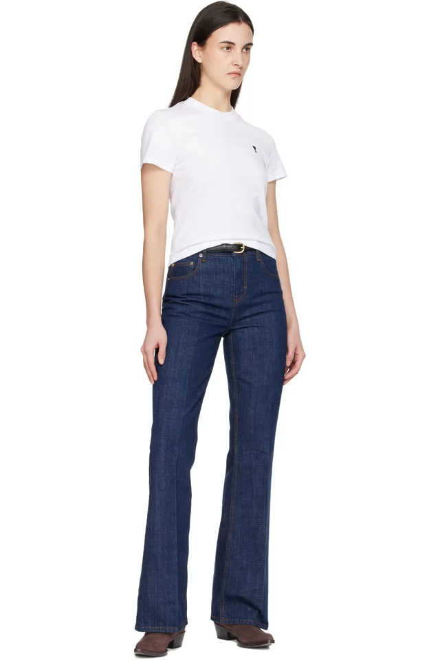AMI Paris White Cotton Ami de Coeur Cropped T-shirt, photo 4 of 4 from SSENSE