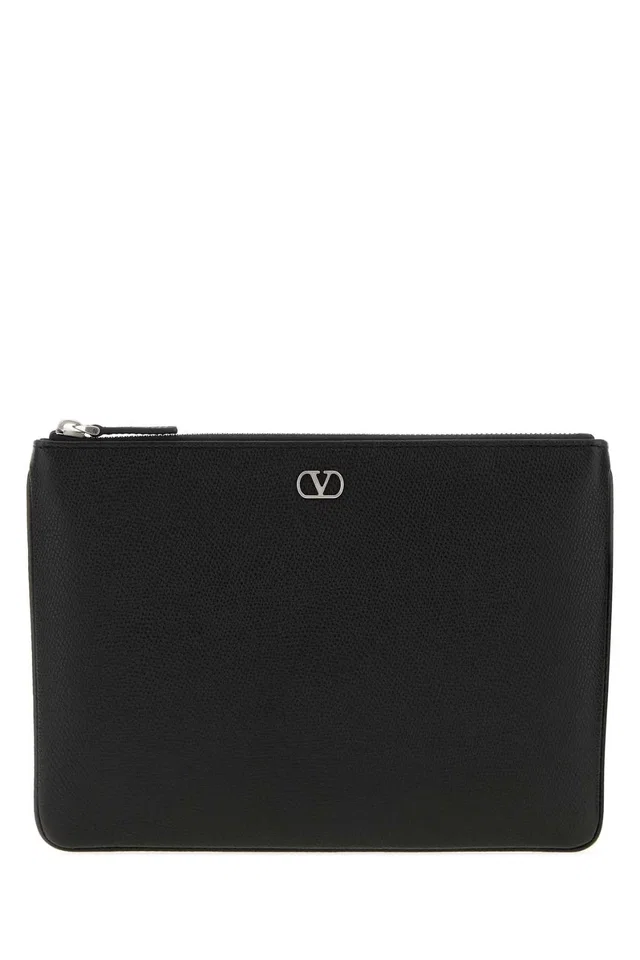 Valentino Garavani Vlogo Wallet — Black in Black Leather from HEWI