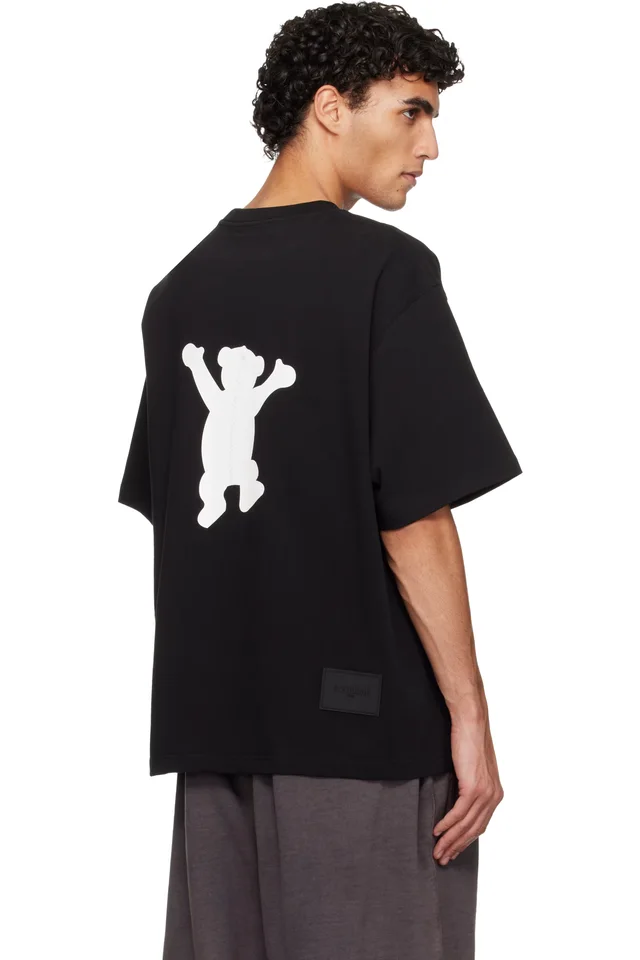 We11done Black Teddy Logo T-shirt, photo 3 of 4 from SSENSE