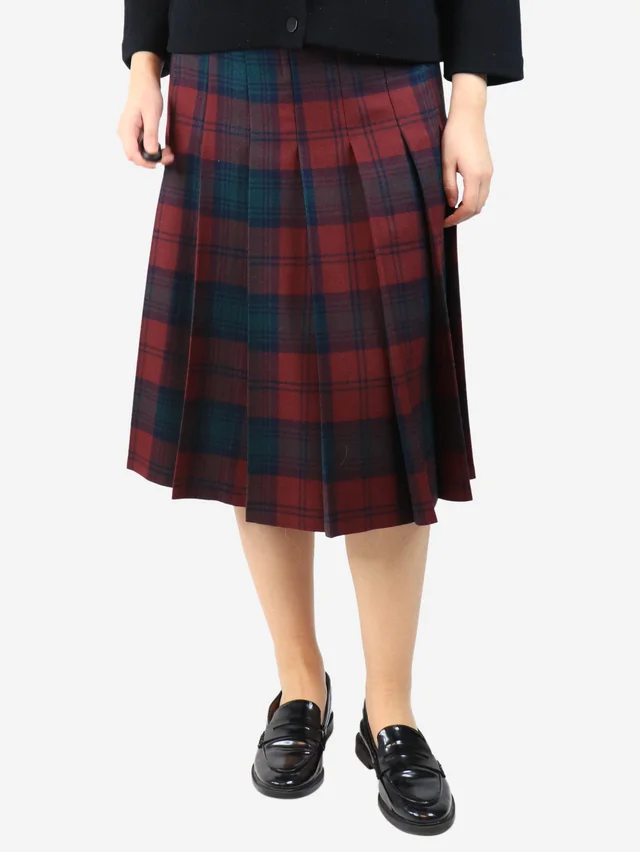 REDValentino Brown check wool-blend skirt - size UK 12 in Brown Wool from Sign of the Times