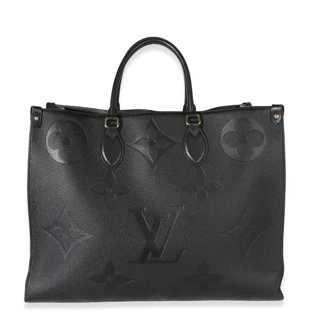 Louis Vuitton Black Giant Monogram Empreinte Onthego GM in Black Coated canvas from myGemma