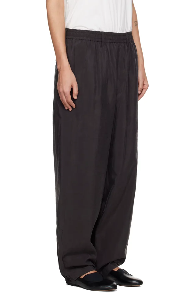 ssstein Brown Silk Nylon Track Trousers, photo 2 of 4 from SSENSE