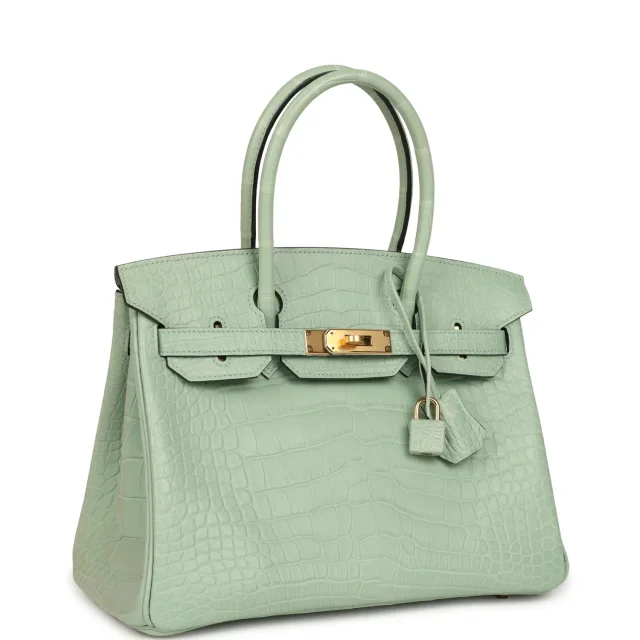 Hermès Birkin 30 Vert D'Eau Matte Alligator Gold Hardware in Green Exotic from Madison Avenue Couture, photo 2 of 9