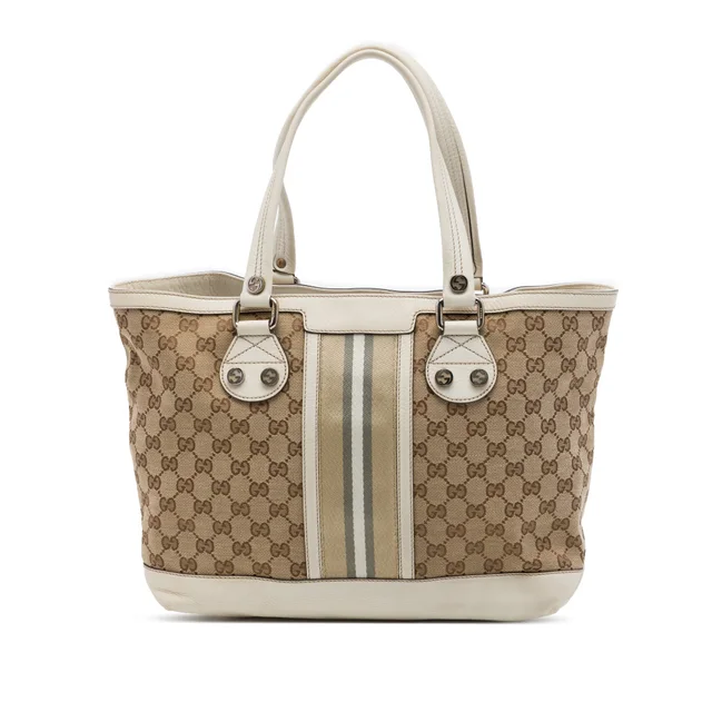 Beige Gucci Small GG Canvas Web Libeccio Sunset Tote in Beige Canvas from Designer Revival, photo 1 of 1