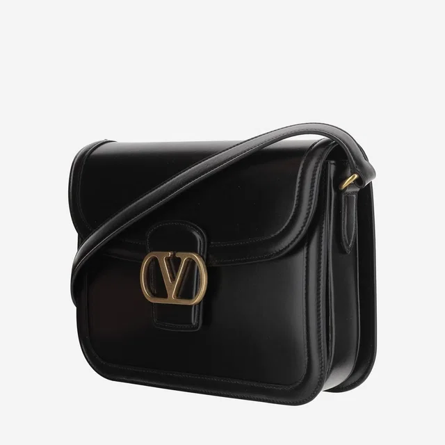 Valentino Garavani Vlogo Shoulder Bag — Black Calfskin in Black Calfskin from HEWI