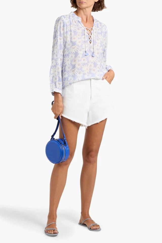 Paige Sharene Floral-Print Gauze Blouse in Sky blue, photo 2 of 4 from THE OUTNET