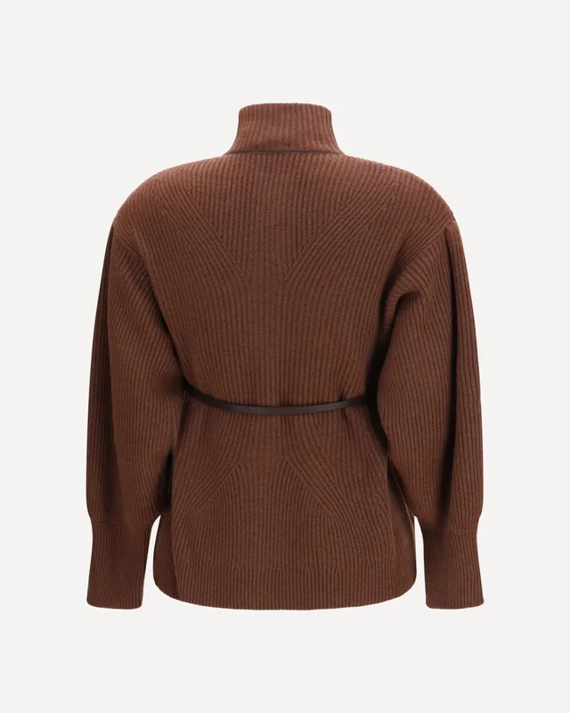 Brunello Cucinelli belted ribbed-knit cardigan, photo 2 of 3 from SENSER
