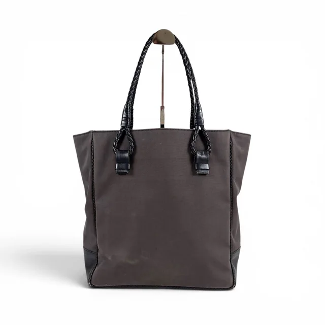 Bottega Veneta Canvas Intrecciato Leather Mini Tote Shoulder Bag Black Gray in Black Woven leather from The Reluxe