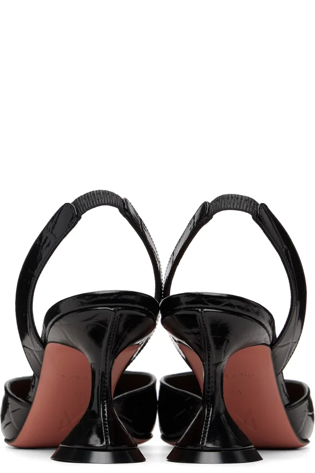 Amina Muaddi Black Holli Sling 70 Heels, photo 2 of 5 from SSENSE