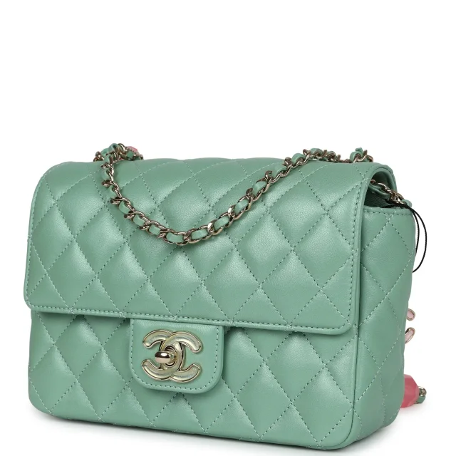 Chanel Candy Heart Mini Flap Bag Turquoise Lambskin Enamel and Light Gold Hardware in Blue Lambskin from Madison Avenue Couture, photo 5 of 13