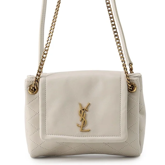 Saint Laurent Chain Shoulder Bag Nolita White in White Lambskin from The Reluxe