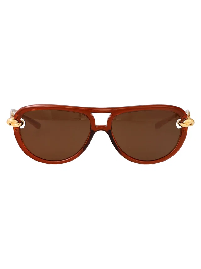 Bottega Veneta Bv1418s Sunglasses — Brown Metal in Brown from HEWI